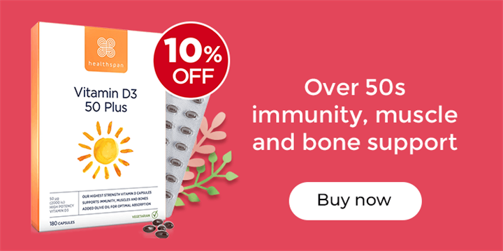 Vitamin D3 50 Plus - 10% Off. Over 50s immunity, muscle and bone support. Buy now.